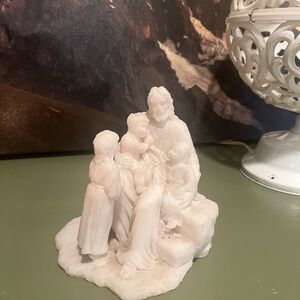 Vintage Jesus Christ sculpture accent interior design, Christian Alabaster